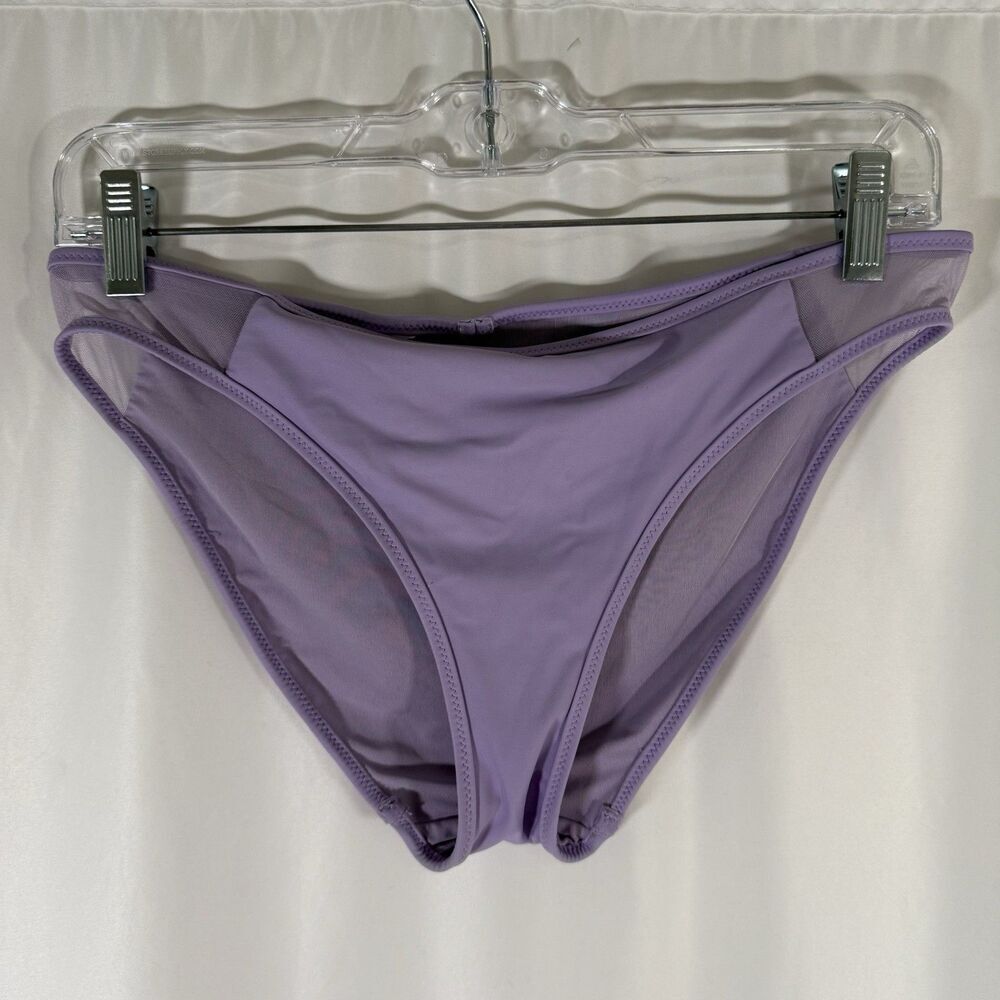Aerie Swim Bottom Women's Medium Purple Mesh Sheer Side Pull On Stretchy
